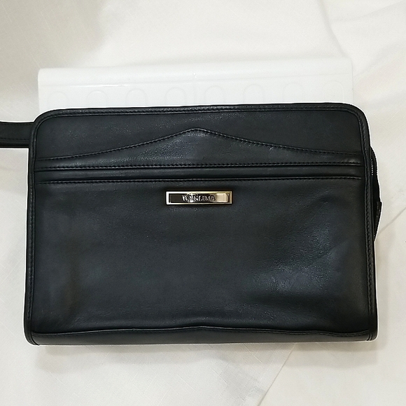 WANLIMA Black Real Leather Clutch Bag - Picture 1 of 9